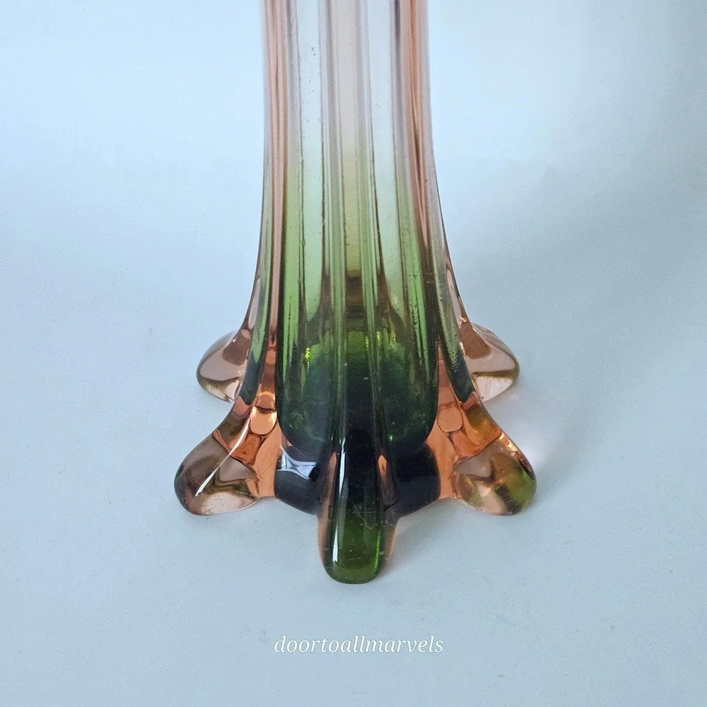 Antique Rubina Verde Bud Vase French Art Deco Soliflore  10